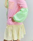 Davi & Dani Flying Colors Colorblock Long Sleeve Shirt Dress - Online Only