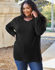 Basic Bae Full Size Ribbed Round Neck Long Sleeve Knit Top