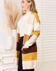 Woven Right Color Block Dropped Shoulder Cardigan