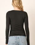 Mittoshop Ruched Long Sleeve Slim Top