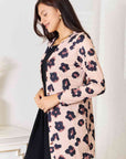 Double Take Printed Button Front Longline Cardigan