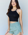 Soft Modal Short Strap Ribbed Tank Top in Black - Online Only