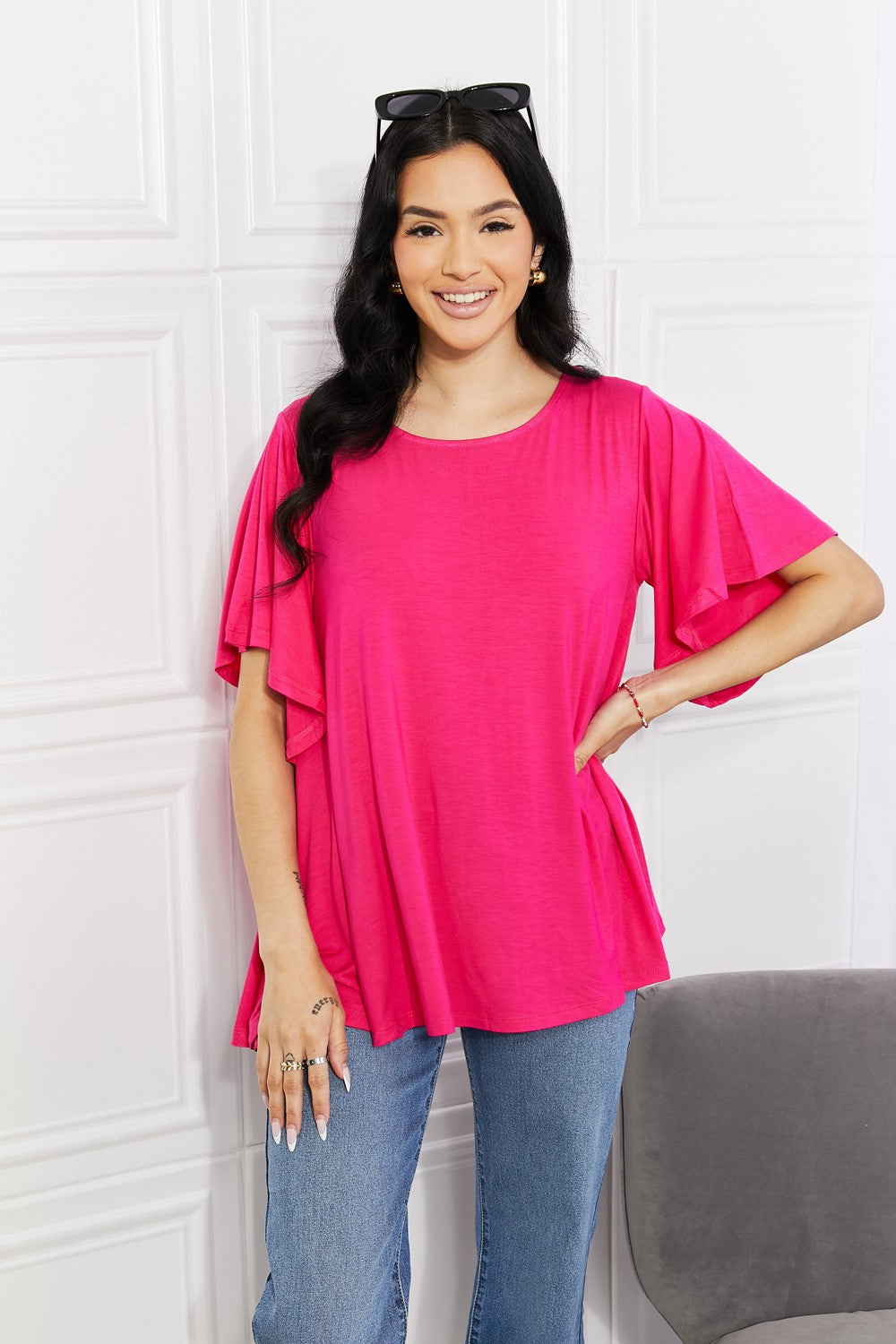 Yelete More Than Words Flutter Sleeve Top - Online Only