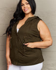 Zenana More To Come Full Size Military Hooded Vest - Online Only