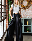 First Love Drawstring Back Spaghetti Strap Wide Leg Overall