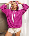 BiBi Brushed Checker Drawstring Long Sleeve Hoodie