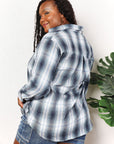 Double Take Plaid Dropped Shoulder Shirt