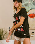 BiBi MAMA Graphic Distressed Short Sleeve T-Shirt