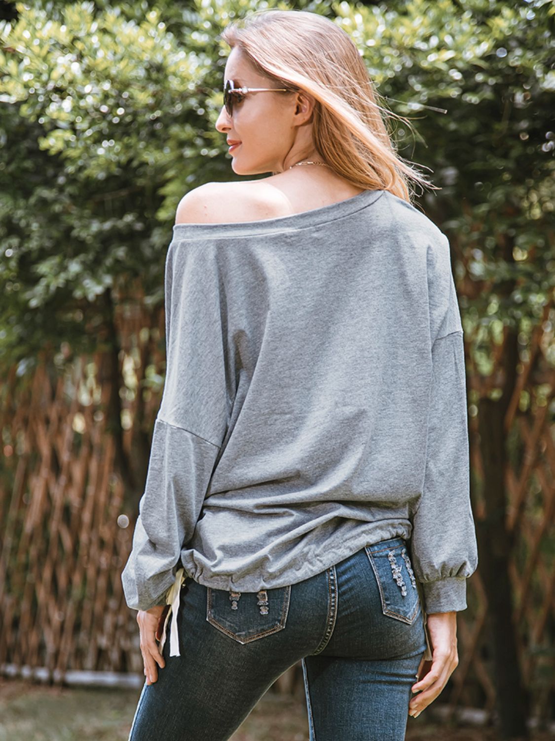 Round Neck Dropped Shoulder Top - Online Only