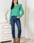 Double Take Ruffle Shoulder Long Sleeve T-Shirt