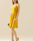 Doublju Full Size Round Neck Ruched Sleeveless Dress with Pockets