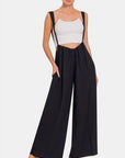 Zenana Tie Back Suspender Jumpsuit with Pockets