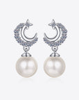 Moissanite Pearl Drop Earrings - Online Only