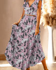 Printed Tie Back Cropped Top and Maxi Skirt Set - Online Only