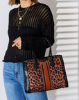 David Jones Leopard Contrast Rivet Handbag