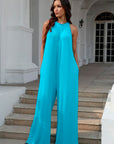 Double Take Full Size Tie Back Cutout Sleeveless Jumpsuit