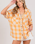 SAGE + FIG Plaid Button Up Side Slit Shirt