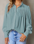 Gathered Detail Puff Sleeve Shirt - Online Only
