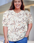 Plus Size Floral Fuff Sleeve Top - Online Only