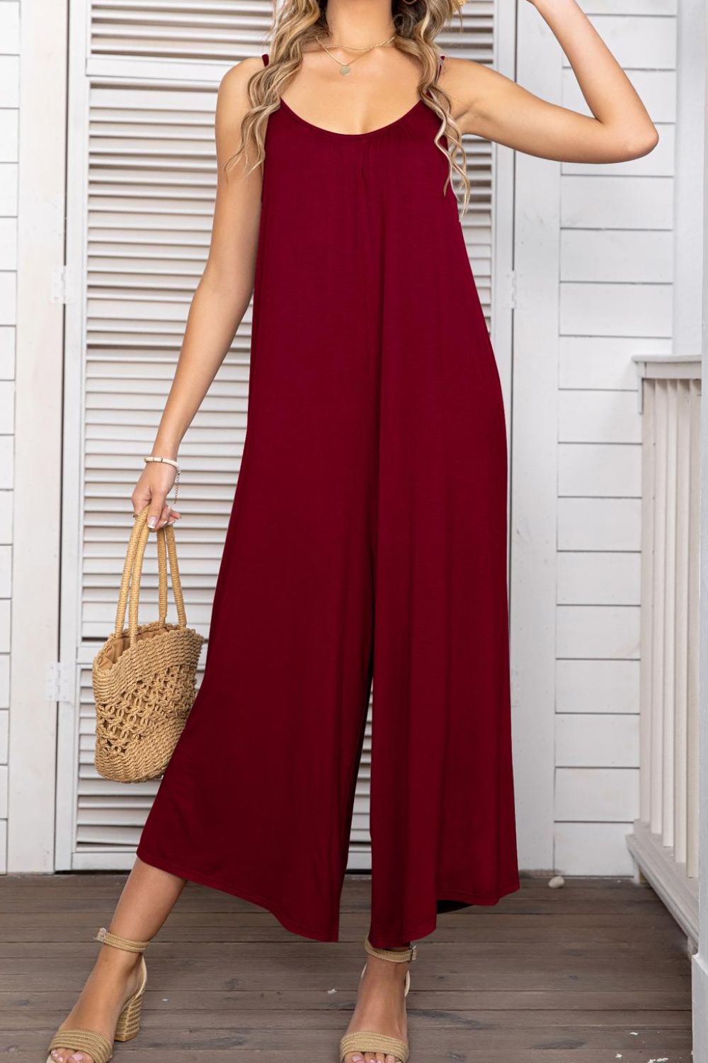 Spaghetti Strap Scoop Neck Jumpsuit - Online Only