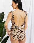 Marina West Swim Full Size Float On Ruffle Faux Wrap One-Piece in Leopard - Online Only