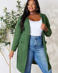 Basic Bae Full Size Ribbed Open Front Long Sleeve Cardigan