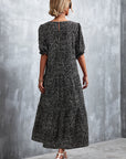 Printed Flounce Sleeve Tiered Dress - Online Only