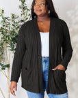 Basic Bae Full Size Ribbed Open Front Cardigan with Pockets