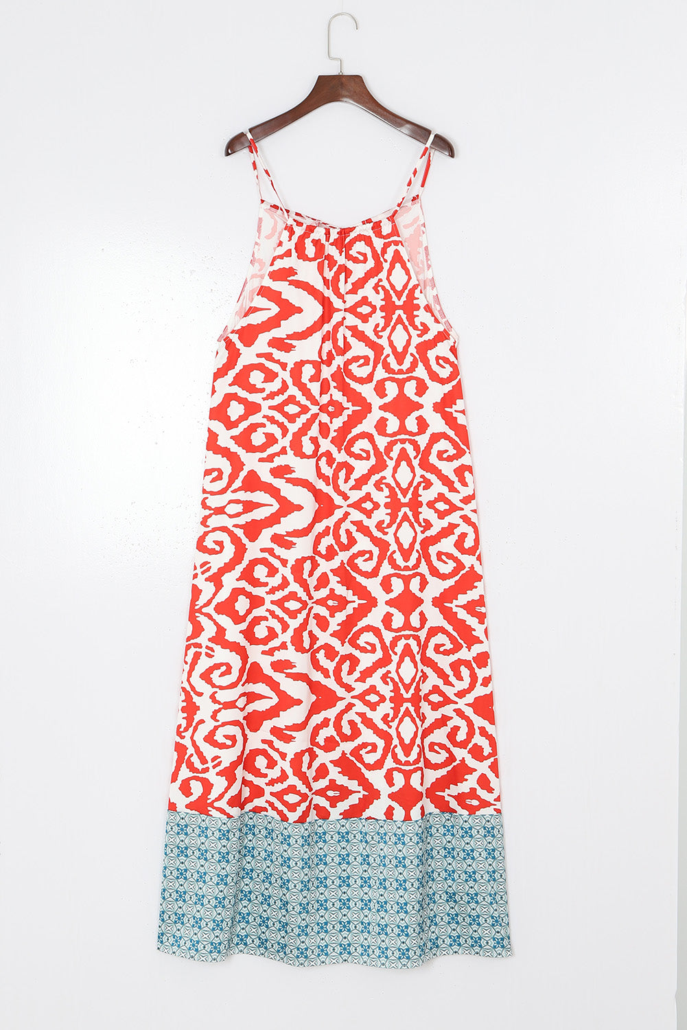 Printed Spaghetti Strap Straight Neck Dress - Online Only