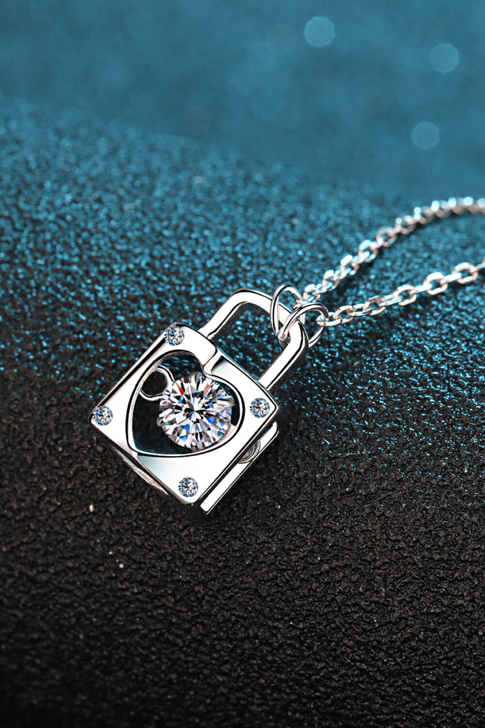 Moissanite Lock Pendant Necklace - Online Only