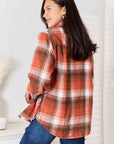 Double Take Plaid Collared Neck Long Sleeve Shirt