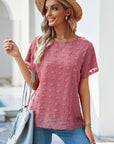 Swiss Dot Round Neck Blouse - Online Only