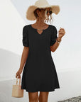 Chain Notched Short Sleeve Dress