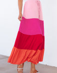 Color Block Tiered Maxi Skirt - Online Only