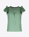 Pleated Detail Flutter Sleeve Blouse - Online Only