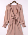 Tied Flounce Sleeve Plunge Romper - Online Only