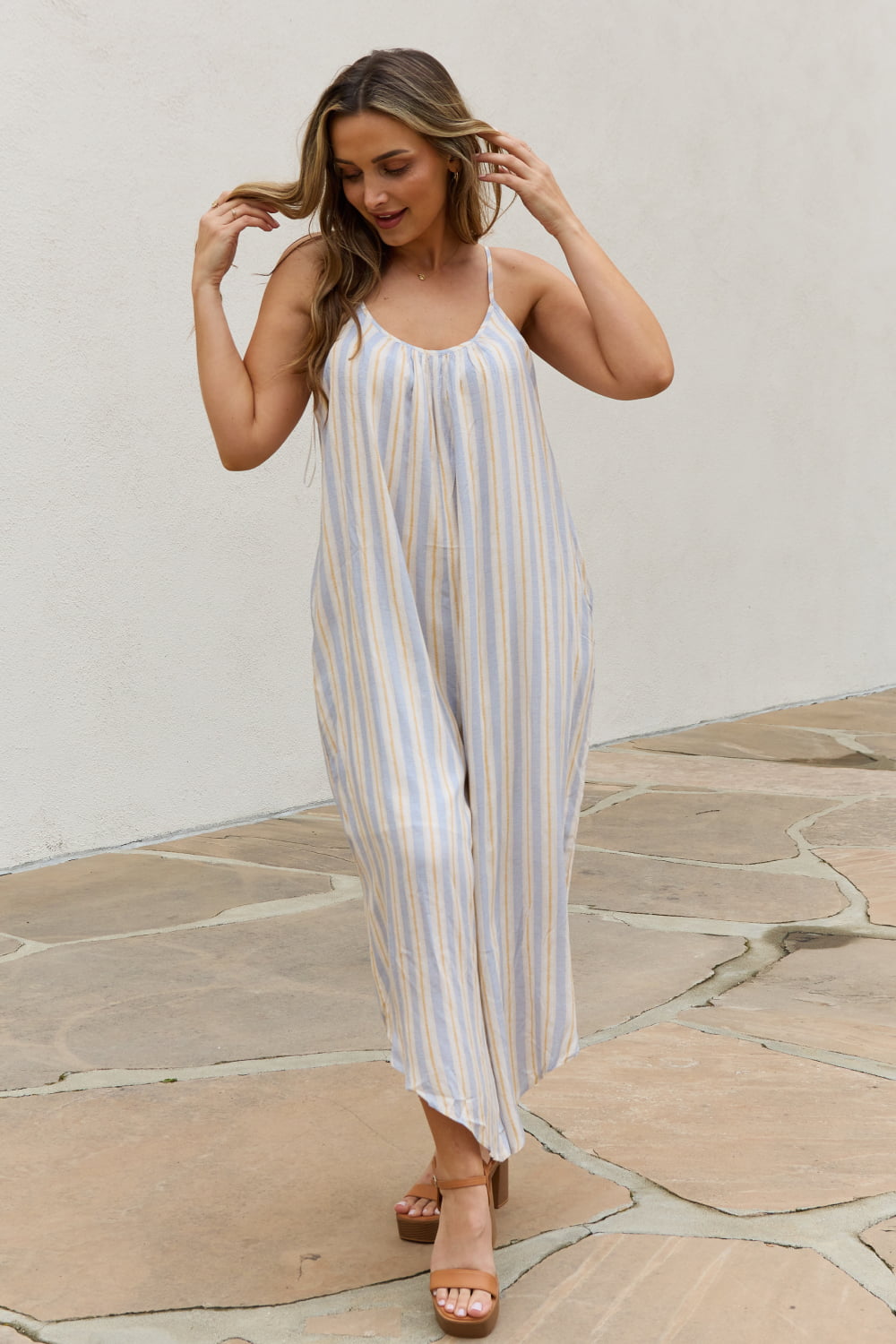 HEYSON Multi Colored Striped Jumpsuit with Pockets - Online Only