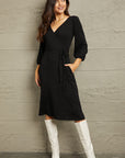 Culture Code Full Size Surplice Flare Ruching Dress