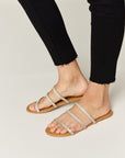 WILD DIVA Rhinestone Three-Strap Flat Sandals