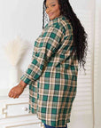 Double Take Plaid Collared Neck Long Sleeve Shirt