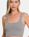 Zenana Ribbed Square Neck Cropped Tank