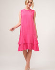 And The Why Washed Fringe Detail Tiered Dress