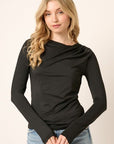 Mittoshop Ruched Long Sleeve Slim Top