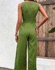 Tie Belt Sleeveless Jumpsuit with Pockets - Online Only