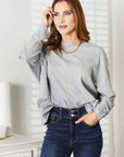 Double Take Seam Detail Round Neck Long Sleeve Top