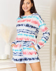 Double Take Tie-Dye Dropped Shoulder Lounge Set