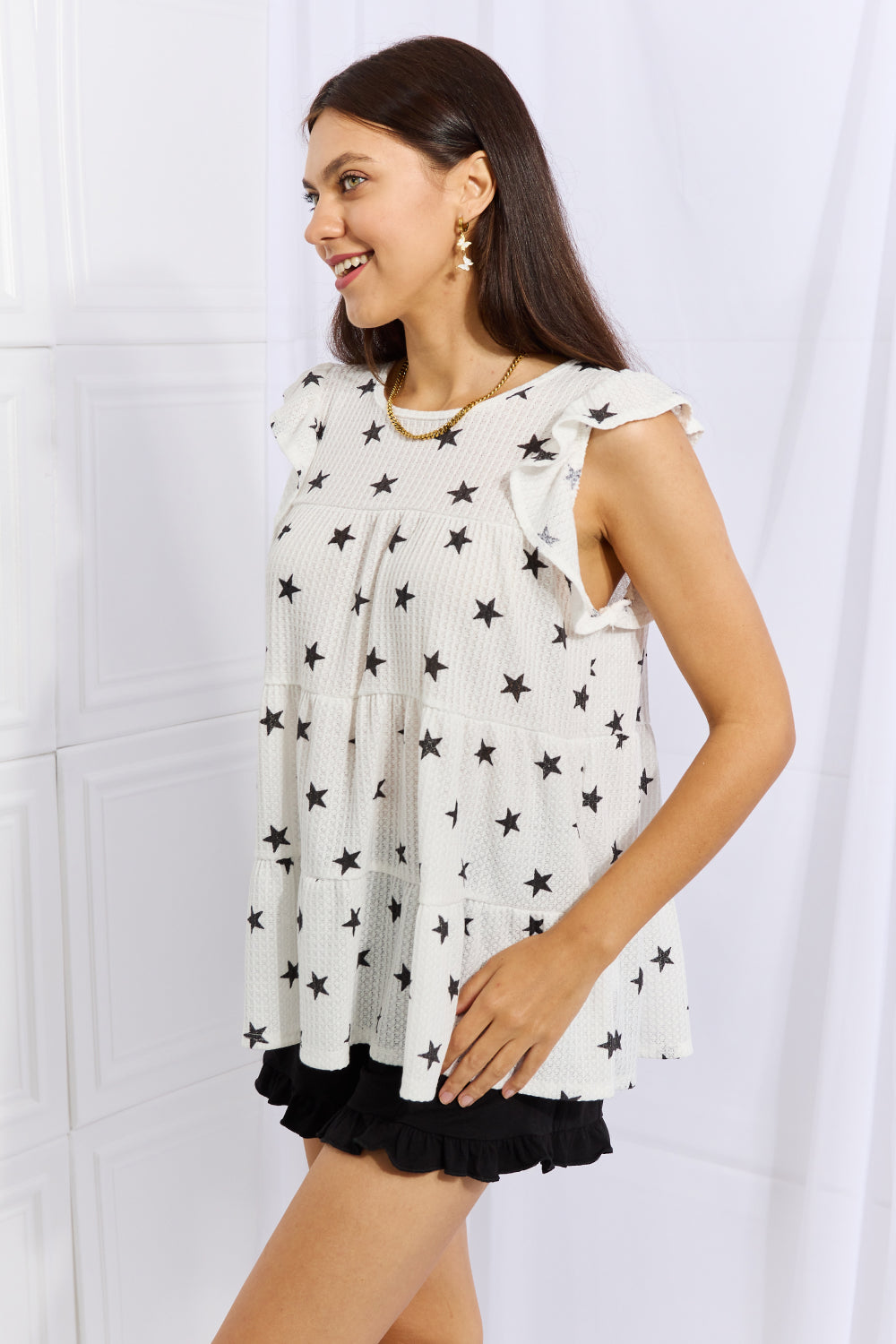 Heimish Shine Bright Butterfly Sleeve Star Print Top - Online Only