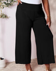 Double Take Full Size Smocked Wide Waistband Wide Leg Pants