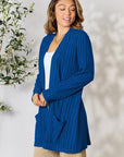 Basic Bae Full Size Ribbed Open Front Cardigan with Pockets