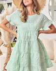 BiBi Ruffled Hem Short Sleeve Tiered Dress